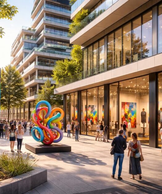 Les galeries d&rsquo;art immobilier et expositions urbaines dans le nouveau quartier de Lyon