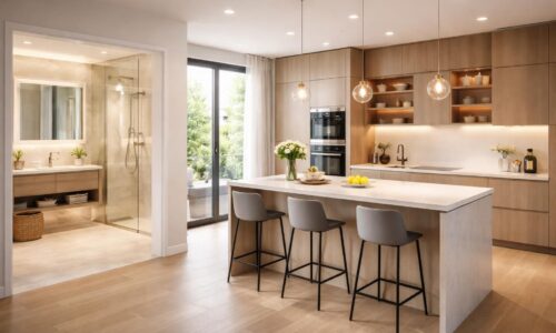 Valoriser un bien immobilier avec cuisine moderne Mobalpa et salle de bains italiennes luxueuses