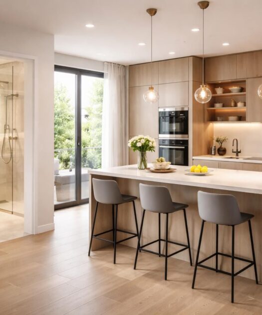 Valoriser un bien immobilier avec cuisine moderne Mobalpa et salle de bains italiennes luxueuses