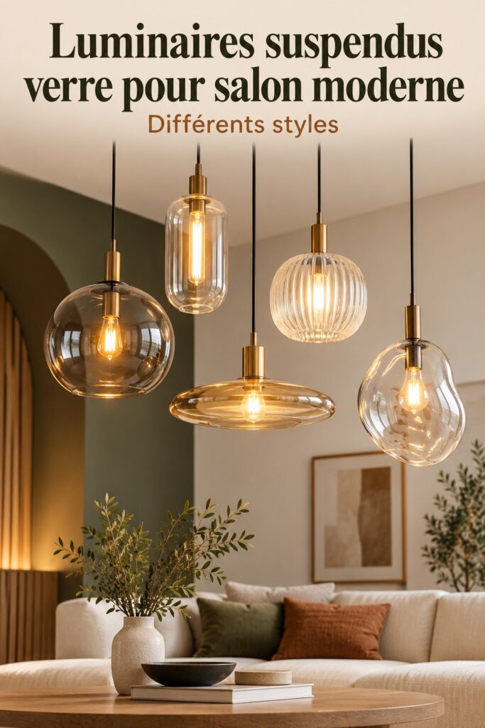 Luminaires suspendus en verre pour un salon moderne